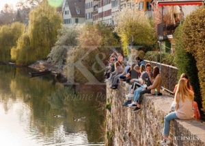 Schöne Postkarte Nr. 117 · Tübinger Frühling an der Neckarmauer | © Schöne Postkarten, Tübingen